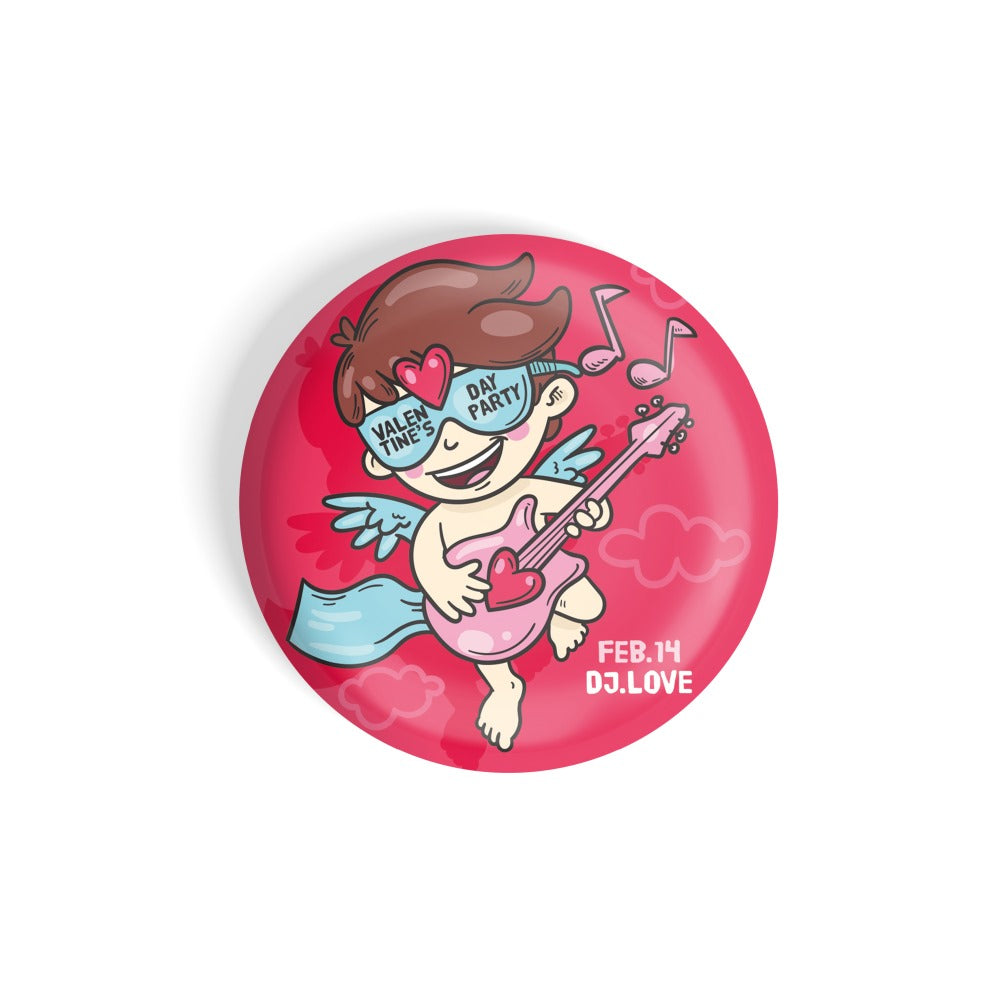 dhcrafts Round Fridge Magnet Pink Valentine's Day D7 Glossy Finish Design Pack of 1 (58 mm)